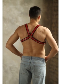 Черно-красная мужская портупея Black-Red - БДСМ Арсенал - купить с доставкой в Коврове