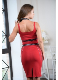 Черно-серебристая портупея-юбка plus size с цепочками - БДСМ Арсенал - купить с доставкой в Коврове