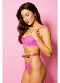 Эффектный розовый пояс из голографической эко-кожи - БДСМ Арсенал - купить с доставкой в Коврове