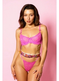 Эффектный розовый пояс из голографической эко-кожи - БДСМ Арсенал - купить с доставкой в Коврове