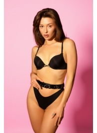 Эффектный черный пояс из лаковой эко-кожи - БДСМ Арсенал - купить с доставкой в Коврове