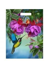 Пакет с принтом в виде колибри в цветах с вырубной ручкой (31х40 см) - Сима-Ленд - купить с доставкой в Коврове