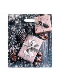 Новогодний пакет с принтом в виде подарков и вырубной ручкой (45х38 см) - Сима-Ленд - купить с доставкой в Коврове