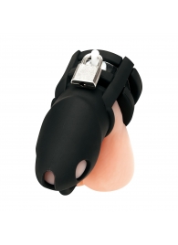 Черная клетка для пениса Silicone Small 2 in Cock Cage With Ball Divider - BlueLine - купить с доставкой в Коврове