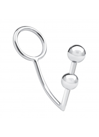 Кольцо на пенис с анальным стимулятором Two Bead Stainless Steel Anal Hook   Cock Ring - BlueLine - в Коврове купить с доставкой