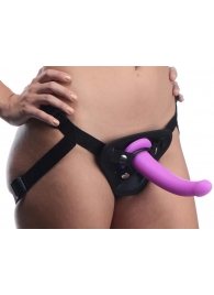 Лиловый поясной страпон Navigator Silicone G-Spot Dildo with Harness - 17,8 см. - XR Brands - купить с доставкой в Коврове