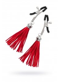 Зажимы на соски «Прищепки» с красными кисточками из замши - Pecado - купить с доставкой в Коврове