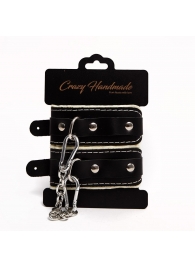 Черные скругленные наручники с мягкой бежевой подкладкой - Crazy Handmade - купить с доставкой в Коврове