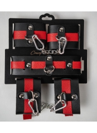 Черно-красный набор фиксаций: наручники, оковы и ошейник - Crazy Handmade - купить с доставкой в Коврове