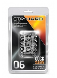 Прозрачная насадка с объёмными чёрточками STAY HARD COCK SLEEVE 06 CLEAR - Blush Novelties - в Коврове купить с доставкой