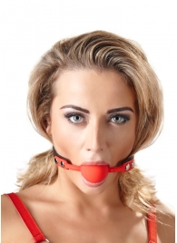 Силиконовый кляп-шар на чёрных ремешках Red Gag silicone - Orion - купить с доставкой в Коврове