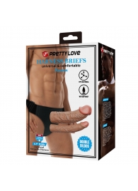 Темно-бежевый фаллопротез для двойного проникновения - 17,5 см. - Baile - купить с доставкой в Коврове