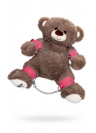 Бондажный набор: бурый мишка с розовыми оковами и наручниками - Pecado - купить с доставкой в Коврове