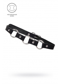 Черный кожаный чокер-ошейник с тремя кольцами - Pecado - купить с доставкой в Коврове