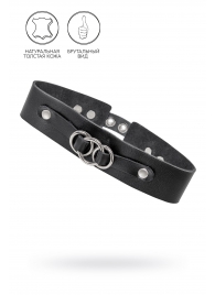 Черный чокер-ошейник со связанными кольцами на подложке - Pecado - купить с доставкой в Коврове