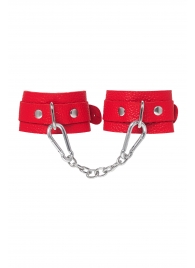 Красные кожаные наручники-браслеты со скруглёнными углами - Pecado - купить с доставкой в Коврове