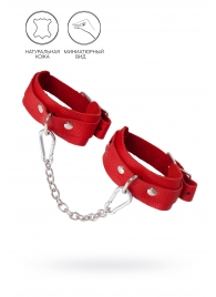 Красные кожаные узкие оковы со скруглёнными углами - Pecado - купить с доставкой в Коврове