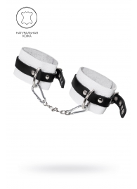 Бело-черные мягкие оковы с одним ремешком и люверсами - Pecado - купить с доставкой в Коврове