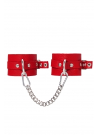 Красные мягкие кожаные оковы с люверсами - Pecado - купить с доставкой в Коврове
