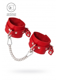 Красные мягкие кожаные оковы с люверсами - Pecado - купить с доставкой в Коврове