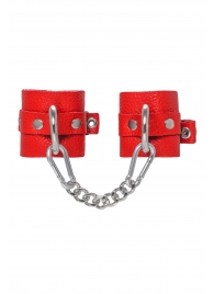 Красные мягкие кожаные наручники с люверсами - Pecado - купить с доставкой в Коврове