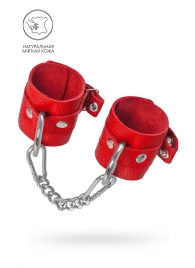 Красные мягкие кожаные наручники с люверсами - Pecado - купить с доставкой в Коврове
