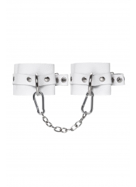 Белые мягкие кожаные наручники с люверсами - Pecado - купить с доставкой в Коврове