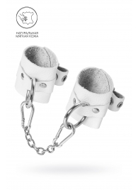 Белые мягкие кожаные наручники с люверсами - Pecado - купить с доставкой в Коврове