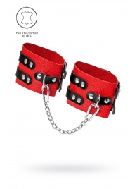 Красно-черные мягкие оковы с двумя ремешками с люверсами - Pecado - купить с доставкой в Коврове