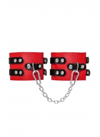 Красно-черные мягкие оковы с двумя ремешками с люверсами - Pecado - купить с доставкой в Коврове
