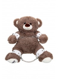 Бондажный набор: бурый мишка с белыми оковами и наручниками - Pecado - купить с доставкой в Коврове