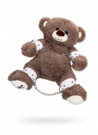 Бондажный набор: бурый мишка с белыми оковами и наручниками - Pecado - купить с доставкой в Коврове