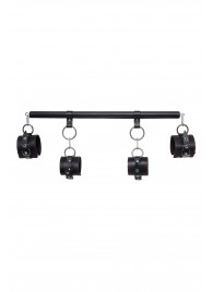 Черная распорка с 4 манжетами для рук и ног - Pecado - купить с доставкой в Коврове