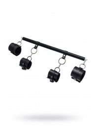 Черная распорка с 4 манжетами для рук и ног - Pecado - купить с доставкой в Коврове