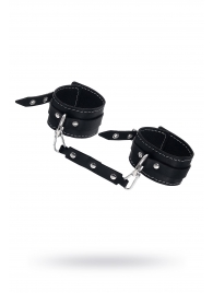 Черные двухслойные кожаные оковы с белой строчкой - Pecado - купить с доставкой в Коврове