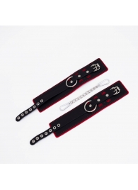 Черно-красные оковы с красной строчкой Sex - Crazy Handmade - купить с доставкой в Коврове