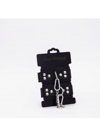 Черные кожаные наручники с регулируемыми ремешками - Crazy Handmade - купить с доставкой в Коврове