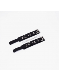 Черные кожаные наручники с регулируемыми ремешками - Crazy Handmade - купить с доставкой в Коврове