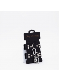 Черные кожаные оковы с регулируемыми ремешками - Crazy Handmade - купить с доставкой в Коврове