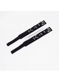 Черные кожаные оковы с регулируемыми ремешками - Crazy Handmade - купить с доставкой в Коврове