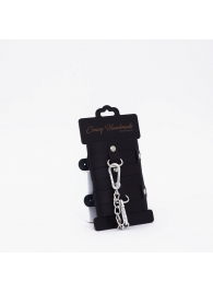 Черные кожаные наручники с хромированной фурнитурой - Crazy Handmade - купить с доставкой в Коврове