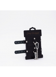 Черные кожаные оковы с хромированной фурнитурой - Crazy Handmade - купить с доставкой в Коврове