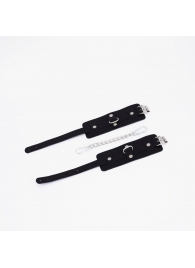 Черные кожаные оковы с хромированной фурнитурой - Crazy Handmade - купить с доставкой в Коврове