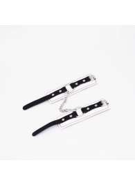 Бело-красные кожаные наручники - Crazy Handmade - купить с доставкой в Коврове