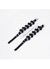 Черные кожаные наручники из звеньев - Crazy Handmade - купить с доставкой в Коврове