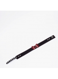 Черный ошейник с красным декором и строчкой - Crazy Handmade - купить с доставкой в Коврове