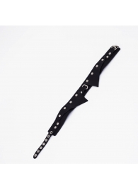 Черный однослойный кожаный ошейник с имитацией воротничка - Crazy Handmade - купить с доставкой в Коврове