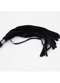 Черный кожаный флоггер со стальной ручкой - 45 см. - Crazy Handmade - купить с доставкой в Коврове