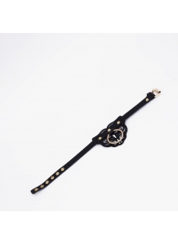 Черный фигурный кожаный ошейник с золотистой фурнитурой - Crazy Handmade - купить с доставкой в Коврове