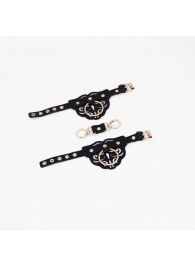 Черные наручники с золотистой фурнитурой - Crazy Handmade - купить с доставкой в Коврове